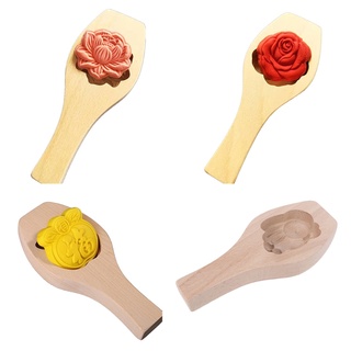 ✿ Molde de madera para tartas de luna, 3D, flor, pastelería, herramienta para hacer Mung Bean Ice Skin Fondant molde