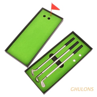 ghulons - juego de 3 bolígrafos de metal para golf, 2 bolas de golf, accesorios