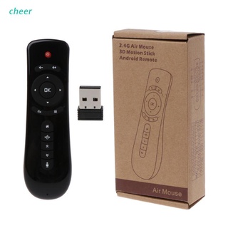 cheer 2.4ghz fly air mouse t2 mando a distancia inalámbrico con micrófono micrófono búsqueda de voz 3d gyro motion stick para android smart tv box pc