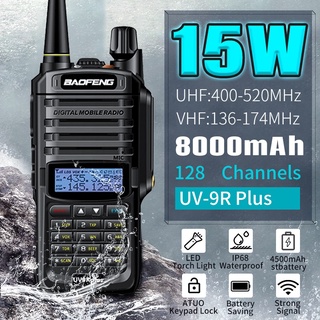 Baofeng 15W versión actualizada UV-9R Plus Walkie Talkie VHF UHF doble banda de mano de dos vías Radio