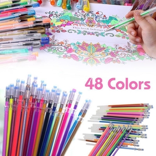 48 Colores Bolígrafos De Gel Recarga De Purpurina Para Colorear Dibujo Pintura Manualidades Marcadores Papelería