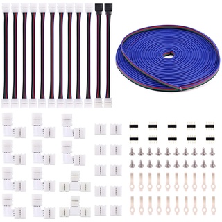 5050 4pin led tira conector kit - 10 mm rgb led conector kit incluye 32,8 pies rgb cable de extensión, 12x led tira jumper