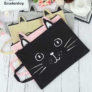 erudentoy a4 gato bolsa de lona de tela carpeta de documentos bolsa de almacenamiento portátil bolsa organizadora *venta caliente