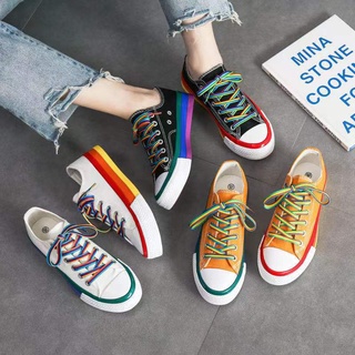 Última moda zapatos zapatillas de deporte de lona de las mujeres con la importación de Color arco iris