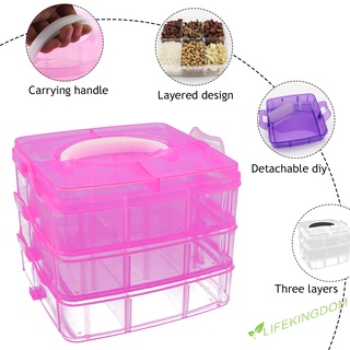 (Lifekingdom) 3 capas 18 compartimentos caja de almacenamiento desmontable organizador de plástico transparente (1)