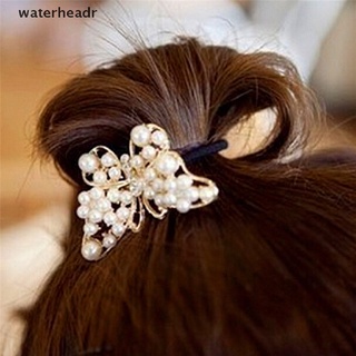 (waterheadr) crystal rhinestone pearl flower hair band cuerda elástica ponytail titular nuevo caliente en venta