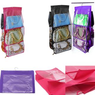 6 bolsillos bolso de almacenamiento percha a prueba de polvo bolsa armario armario organizador