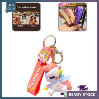 Rga Eco-friendly mochila colgante de dibujos animados arco iris unicornio mochila colgante juguete fino mano de obra para llave del coche
