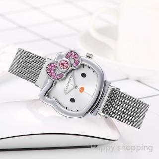 Hello Kitty - reloj de hebilla magnética de lujo con diamantes de imitación para mujer (8)