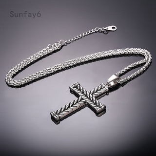 Sunfay6 Collar con colgante de cruz de doble cara con cadena Rock collar Hip Hop moda para hombre