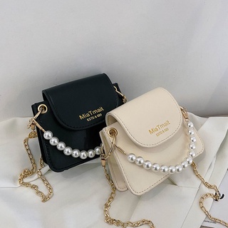 Todo-Partido mini bolsa femenina verano 2021 moda tendencia mensajero perla cadena portátil pequeño cuadrado bolsa