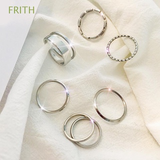 frith accesorios anillos circulares anillo anillo conjunto de mujeres twist 7 unids/set minimalista geométrico hip hop mujeres joyería/multicolor