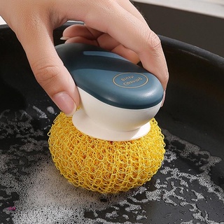 jj - cepillo de limpieza de bolas de nailon con mango para lavar olla, plato, cuenco, limpiador de cocina