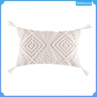 fundas de almohada de algodón tejido de lino decorativo fundas de almohada borlas cama (9)