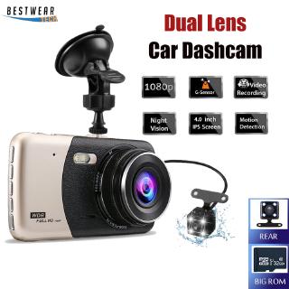 4 pulgadas 1080P cámara de coche Dual lente Dvr Dash Cam coche grabadora de salpicadero grabadora de conducción con cámara trasera
