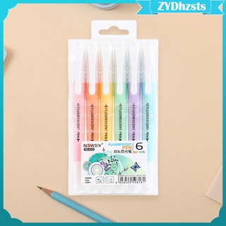 6 pzs rotuladores de doble punta/marcadores para colorear/marcadores de arte para niños/artículos escolares/nota de dibujo diario