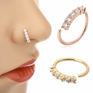 3 colores Chic pequeño delgado 5 cristales diamantes de imitación encanto nariz plata aro anillo joyería
