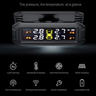 Solar LCD inalámbrico coche TPMS Monitor de presión de neumáticos probador+4 sensores externos (9)