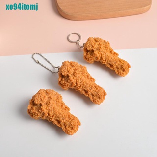 [om] llavero de comida de imitación de pollo frito Nuggets pollo pierna comida colgante juguete regalo (1)