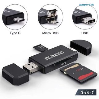 SUPPER lector de tarjetas de memoria Micro-USB OTG Universal tipo C 3 en 1 de alta velocidad TF/Micro-SD
