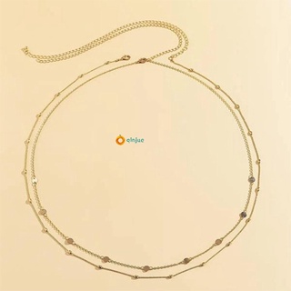 Qinjue nuevos cinturones accesorios cintura enlace collares cuerpo joyería para mujeres moda doble capa lentejuelas vientre cadena