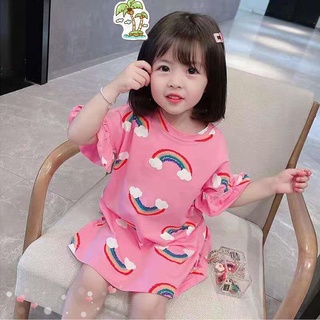 GirlsTT-shirt Dress2021Summer Bebé Niña Nuevo Vestido Lindo Estilo Coreano Rainbowtchildren Midi