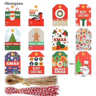 Abongsea 48 piezas Etiquetas Krafts Para regalo Papel De regalo/Feliz navidad