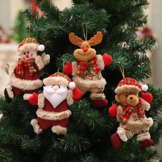 Multi-styles Christmas Plush Doll Pendants/ Xmas Snowman Elk Santa Claus Doll Ornaments/ Xmas Trees Hanging Pendant Party Supplies