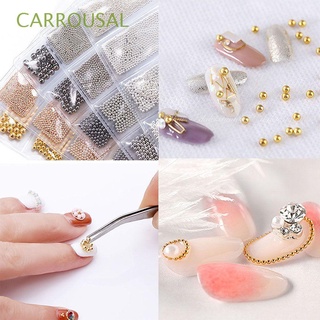 carrousal diy perlas de uñas 3d caviar decoraciones de arte de uñas 5 colores manicura micro metal pernos de acero inoxidable