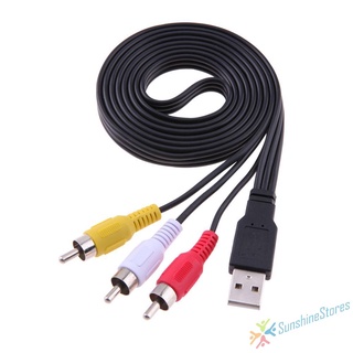[SunshineStores] Cable Adaptador AV A/V De 1.5 M/5 Pies USB Macho 3 RCA TV Audio WKP2