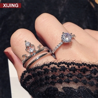 [xijing yjewelry]2 piezas/juego de anillos ajustables de circonita/plata/color dorado/accesorios de moda para mujer