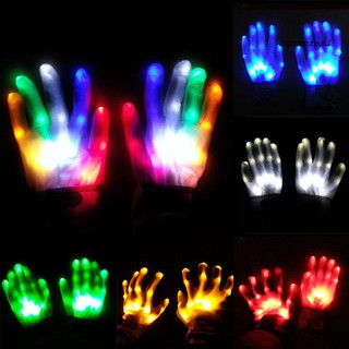 BUYME 1 par de guantes de dedo de mano con luz LED para Halloween/disfraz de navidad/decoración de baile