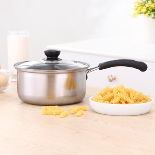 【BK】Stainless Steel Saucepan Milk Noodle Pan Pot with Glass Lid Kitchen Cooking Tool