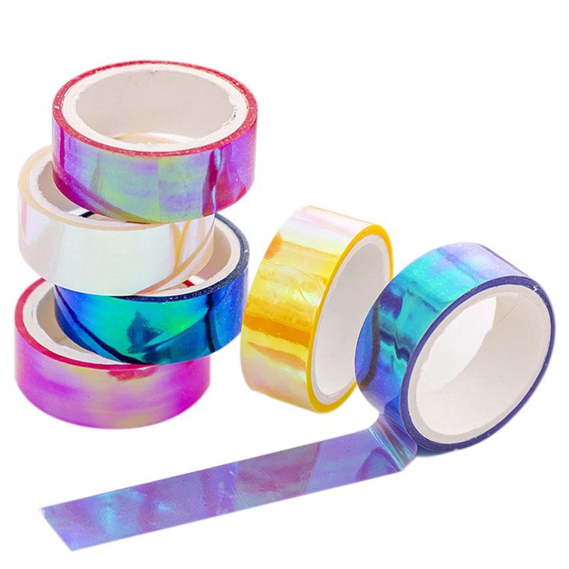 1 pza cinta adhesiva de colores láser/6 colores impermeables/Scrapbook