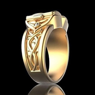 [twofashion] anillos de zafiro blanco de oro de 18 quilates de lujo para hombre, secreto, habitación pequeña, anillo de ataúd sz 6-13 [twofashion] (1)