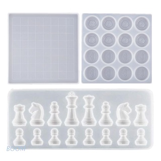 boom chess kit molde de silicona internacional piezas de ajedrez cuadros tablero de ajedrez uv cristal epoxi resina molde para manualidades