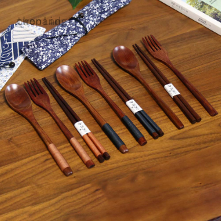bolsa de tela de madera cuchara tenedor palillos de tres piezas conjunto de sin enredado línea cuchara tenedor palillos (1)