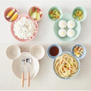 [KT] cuenco de alimentación para bebé, vajilla, platos de paja de trigo, Mickey, plato de cena, bebé