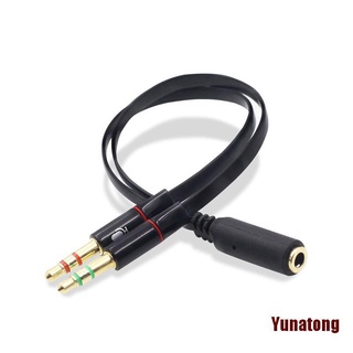 yunag y-splitter 1 hembra a 2 macho 3,5 mm micrófono estéreo audio adaptador cable de audio fo