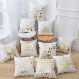 bronzing feliz navidad ciervo letras cojín funda decorativa almohada oro funda de almohada de lujo sofá cojines casa silla