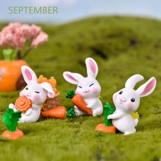 Septiembre 6 unids/SET miniaturas accesorios Micro paisaje conejo figura lindo artesanía DIY modelo de dibujos animados casa de muñecas decoración del hogar