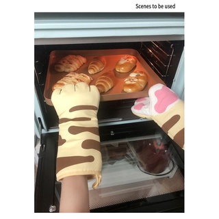 3d de dibujos animados pata de gato guantes de horno de algodón largo aislamiento para hornear microondas resistente al calor guantes antideslizantes animales 1PC? (8)