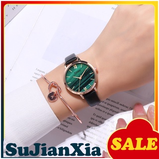 <Sujianxia> reloj de pulsera de cuarzo con correa de cuero sintético con diseño redondo de mármol para mujer