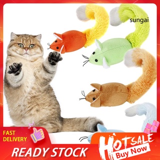 Ym_ lindo ratón de cola larga para mascotas/gatos/herramienta de juego/juguete interactivo con Catnip