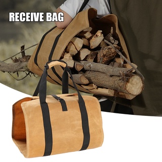 Waterproof Firewood Bag Waxed Canvas Large Capacity Tear Resistant Portable Log Carrier Outdoor Indoor Camping Supplies (1)