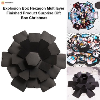 [ina] caja de explosión multicapa sorpresa diy álbum de fotos hexagonal para regalo de navidad de cumpleaños