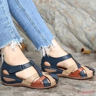 sandalias de mujer cuñas tacón plano gancho y bucle sandalias con correa cruzada sandalia playa (7)