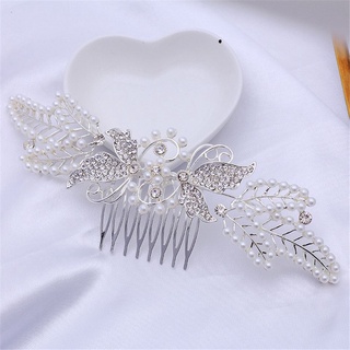 OFTENIOUS Luxury Wedding Hair Comb Elegant Wedding Hair Accessory Pearl Hair Pins Hair Jewelry Butterfly Women Girls Jewelry Brides and Bridesmaids (5)