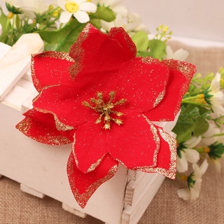 5 unids/set árbol de navidad glitter artifical tela decorativa flor/adorno colgante flor falsa para carnaval (8)