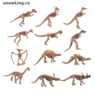 FOSSIL [unewking] 12 figuras de plástico de dinosaurios fósiles esqueleto dino figuras de niños juguete de regalo co